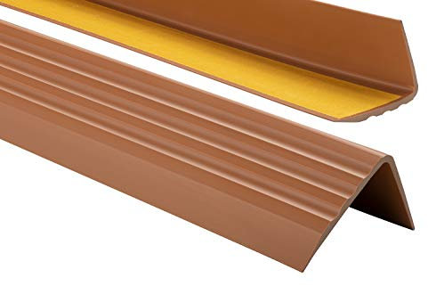 Nez de marche profil d’angle PVC autoadhésif 50x40mm antidérapant, d'escalier-protection, bande de bordure, 130cm, Amber