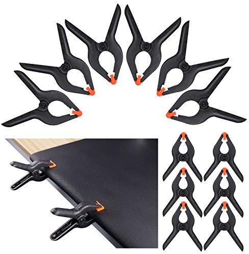 12Stück Kunststoff Nylon Federzwingen Set(6Stück 6Zoll & 6Stück 4.5Zoll), Hochleistungsklemmzwingen für die Holzbearbeitung, Federklemmen für Große Plane Market Stall Clip, Dekoration, Fotostudio