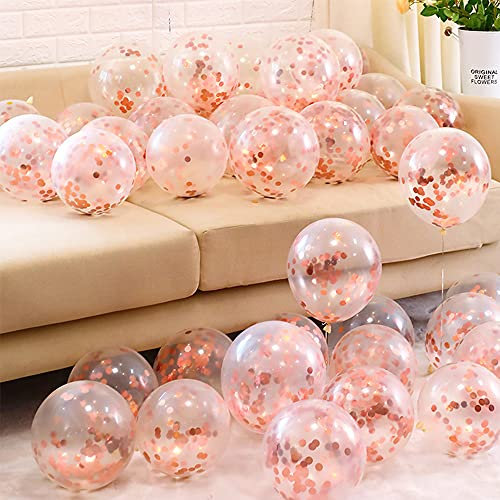 Unisun Set di 20 palloncini con coriandoli color oro rosa, 30,5 cm, in lattice, per feste, compleanni, matrimoni, baby shower, anniversari, celebrazioni, decorazioni per feste