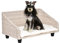 PawHut Haustiersofa Hundebett Rattan mit Kissen Vier Füßen Haustierbett Katzenbett Hundekorb Hundesofa für kleine Hunde Hellgrau+Weiß 70,5 x 40 x 37,5 cm