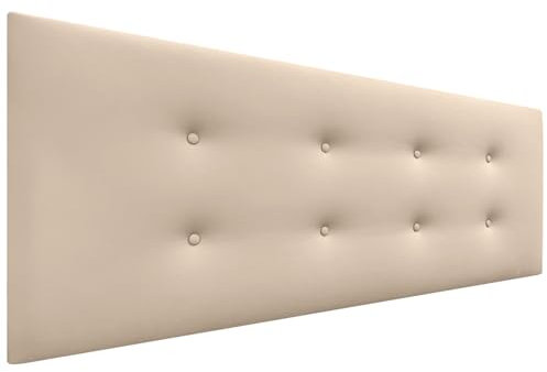 DHOME Testata in Similpelle o Tessuto AQUALINE Pro con 2 file di bottoni Testata imbottita Letto di lusso (Similpelle Beige, 160x50cm (Letti 150/160))