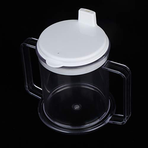 Taza de Plástico de 2 Asas con 2 Tapas de Estilo, Taza de Doble Asa Taza Ligera para Beber Agua para Bebidas Frías Y Calientes, Taza para Sorber para Niños Adultos