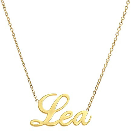 ANDANTE Premium Collection - Namenskette Lea 14K Gold Edelstahl Halskette Personalisierte Kette mit Namen - längenverstellbar 43 cm - 48 cm