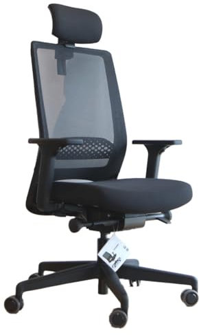 Viasit Kickster ergonomischer Bürodrehstuhl Schreibtischstuhl mit Armlehnen und Lumbalstütze für Homeoffice und Büro 5 Jahre Garantie (schwarz mit Nackenstütze)