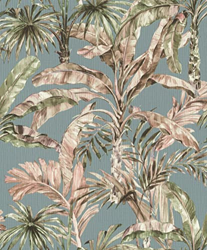 Rasch Tapeten Vliestapete (Botanical) Blau grüne 10,05 m x 0,53 m Florentine III 485257