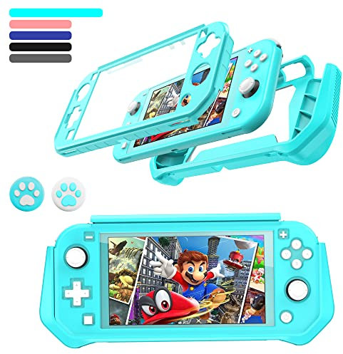 Feerne Switch Lite Case Protective Case for Nintendo Switch Lite, Full Protection TPU Shockproof Case Cover for Nintendo Switch Lite Skin with Built-in Screen Protector & Joystick Caps, Turquoise