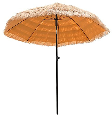 LETKIND - Sombrillas de paja grandes para patio de 6.5 pies, con diseño de inclinación, paraguas portátiles para jardín, piscina, patio trasero hawaiano