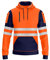 NOROZE Herren Hi-Viz Kapuzenpullover Grau Reflektierendes Band Hohe Sichtbarkeit Sicherheit Mantel mit 4 Reißverschluss Taschen Sweatshirt Jacke (XL, Stil 4: Neonorange/Marine)