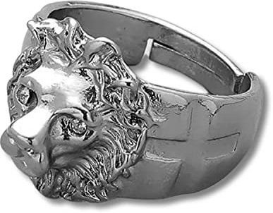 Lion head adjustable ring for men in gold and silver