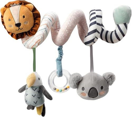 Nuby - Animal Adventure Spirale - Kinderwagenkette -Spiralspielzeug - Buggy-Spielzeug - Kinderwagen Spielzeug zum Fühlen und Greifen - 0+ Monate