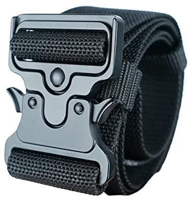 KUNN Work Tool Belt Quick Release Buckle,2-Inch Wide Adjustment Electrician Belt for 32-51inch Waist,Black