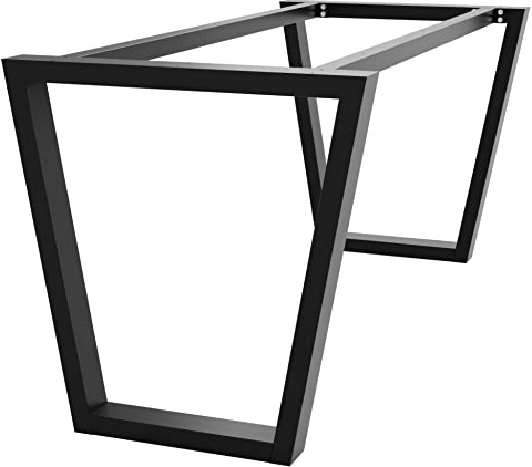 MetaloPro Tischbeine Metall, Schwerlast Stahl Schreibtisch Beine, Tischkufen Schwarz und Schrauben, Bodenschoner, Trapez Tischgestell für Moderne Couchtisch, Esstisch, Wohnzimmertisch – 130x70x72 cm
