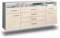 Lqliving Kommode Sideboard Bellevue, Korpus in Weiss matt, Front im Holz-Design Zeder (180x77x35cm), inkl. Metall Griffen, Wandmontage, Made in Germany