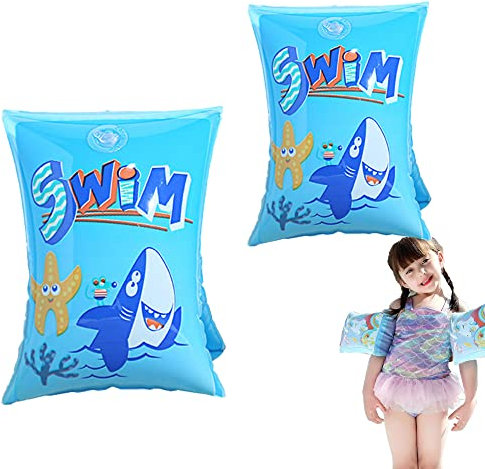 Schwimmflügel Kleinkinder Sicherheitsarmlehnen Süßer Hai Schwimmhilfer Aufblasbare Schwimmarmbänder Float Aufrollbare Ärmel sichere Pool Armbänder Float für Babys Anfänger 2-6 Jahren