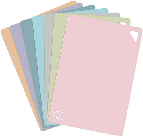 Lot de 7 planches à découper flexibles en plastique pour cuisine, sans BPA, 38,1 x 30,5 cm