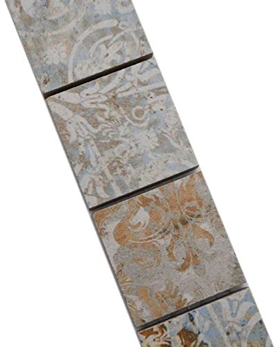 Mosaik Borde leicht mehrfarbig Teppichoptik Feinsteinzeug matt Quadrat Wand Boden Küche Bad Dusche