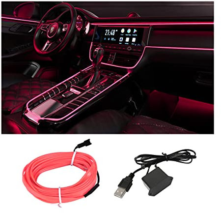 CGEAMDY Auto LED Innenbeleuchtung, Auto Atmosphärenlicht Lampe, Soft DIY Refit Dekoratives Licht, 500CM Ambientebeleuchtung Atmosphäre Neon Lichtleiste Light (Rosa)