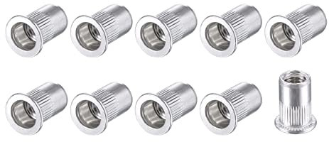 METALLIXITY Rivet Écrous (M8) 25pcs, Aluminium Alliage Moleté Corps Filetage Inserts Écrou - pour Meuble Mécanique Fixations, Argent Ton