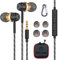 GUUVOR Wired In-Ear Headphones, Magnetic Earphones with Microphone, Wired Earbuds 3.5mm Jack Noise Isolating Headset with with Volume Control, Black-Gold