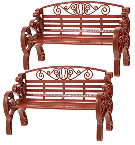 BESPORTBLE 2stücke Klein Dekorative Gartenbank Modell Für Puppenhaus Teiliges Miniaturmöbel Für Garten-Dekoration Für Fotorequisiten Und Mikrolandschaften