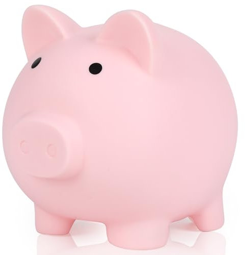 H&W Rosa Sparschwein,Unzerbrechliches Sparschwein für Kinder,Niedliche Münzbank, Plastikspardose,Beste Geburtstagsgeschenke Heimdekoration