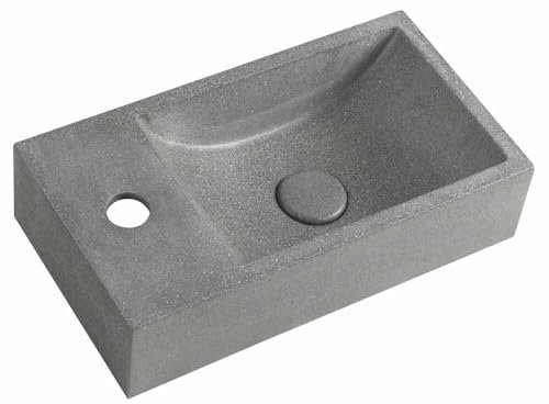 Sapho Small - Lavamanos 40x22 cm,1 orificio para grifo a la izquierda, sin rebosadero, negro granito AR403