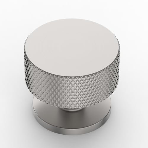 9BUILD 10 Pack Brushed Satin Nickel Cabinet Knobs Single Hole Knurled Handles Drawer & Cupboard Knobs UK0045