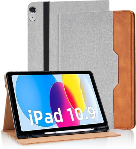 Vkooer Funda para iPad 10 Generation Carcasa PU Cuero iPad 10.9 Pulgadas 2022 [Auto-Sueño/Estela] Flip Case Cover con Función de Soporte para iPad 10 - Gris