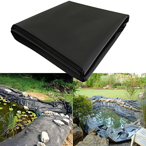 Teichfolie aus Gummi, 4 m x 3 m, undurchlässig, faltbar, verstärkt, langlebig, Landschaft, robuste HDPE-Kunststoff-Teichfolie (Farbe: Schwarz, Größe: 6 x 9 m)