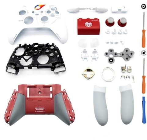 Hzxkqmil Jeu de Coque de Rechange pour Xbox Series X/S Manette - Limited Edition, Boîtier Complet avec Faceplate Rails Couvercle de Batterie Boutons Accessoires (Blanc)