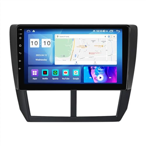 Android 12 Autoradio Mit Navi 2 Din 9 Zoll Touchscreen Autoradio Für Subaru Forester 3 2007-2013 Mit Carplay Android Auto,mit RDS Bluetooth FM AM Lenkradsteuerung Rückfahrkamera(Color:M300 4+64G)