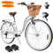 Maltrack Citybike Stadtfahrrad Dreamer mit Korb 6-Gang Weiß 28 Zoll Tiefeinsteiger Gepäckträger Hollandrad