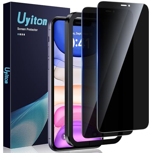 Uyiton für iPhone 11 für Panzerglas Sichtschutz - 2 Stück 9H Härte Schutzglas Sichtschutzfolie mit Schablone,30°Privacy Schutz,Vollständige Abdeckung Anti-Spy Panzer Schutz Glas
