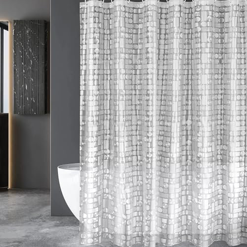 KUOGAS Rideau de Douche Anti-Moisissure avec 3 Aimants Plus Puissants en Bas, Transparent avec Motif mosaïque 3D, Rideau De Douche en Plastique Eva ImperméAble (100L X 200H cm (1 Panneaux))