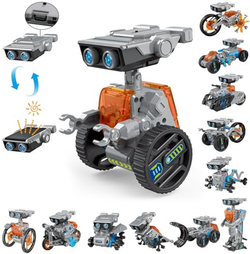 Energia Solare Robot, 12-in-1 STEM Robot Giochi Educativi, Solare Robot con Azionamento a Energia Solare e Batteria, Robot Ingegneristici Educativi Giocattoli Natale per Bambini 8-12 Anni