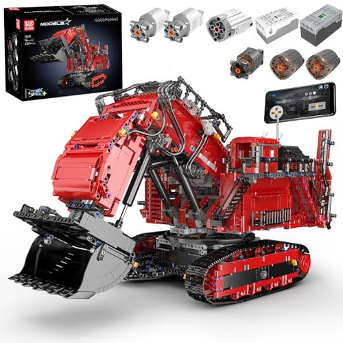 Mould King 17071 Technik Pelle-Grue sur chenilles, modèle de véhicule de Construction télécommandé avec Application Control+, kit de modèle de Pelle pour Adultes (4767 pièces)