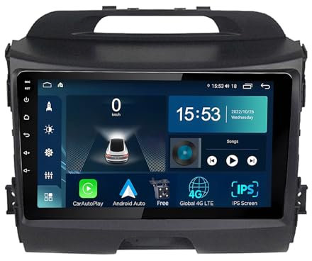 Android 14 Autoradio per KIA Sportage 2010-2015 9 Pollici Stereo Auto Radio Doppio Din con CarPlay/Android Auto GPS USB Bluetooth WIFI FM Comandi al volante Touchscreen(S-3(4G+32G))