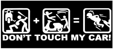 Don't Touch My car lustige für E-Bike Aufkleber,weiß witzige Elektrofahrrad Sticker,Wasserdicht, UV-beständig, Auto-Aufkleber für Glatte Oberflächen (18cm x 6cm)