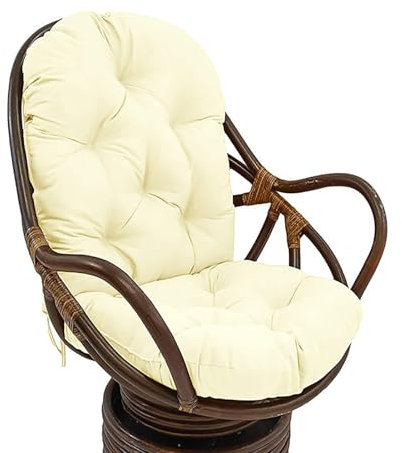 Outdoor/Indoor Swing Cushion Replacement for Hanging Garden Swivel and Rocking Chairs Soft Non Slip Chair Pad in Off White Color.