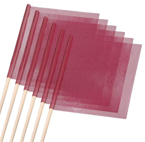 PATIKIL Lot de 12 drapeaux de sécurité en maille surdimensionnée de 45,7 x 45,7 cm avec cheville en bois de 90,9 cm pour camions, remorques, panneaux routiers, rouge