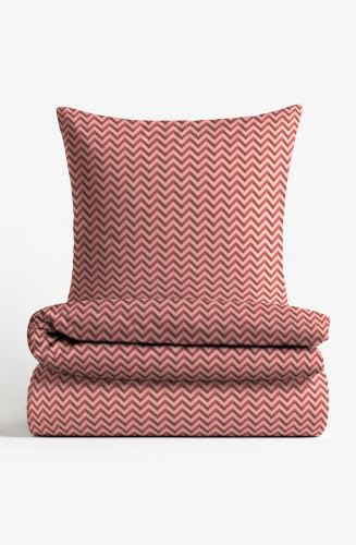 Traumhaft schlafen - Castell - Markenbettwäsche Jersey Bettwäsche 155x220 cm Gold | 2-teilig mit Kissenbezug 80x80 cm | 100% Baumwolle | elastisch & weich | Reißverschluss | Chevron | Modell 0070734