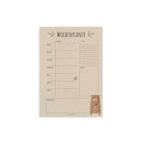 Nachhaltiger A4 Wochenplaner/Terminplaner/To-Do-Liste aus Graspapier (Toadstool Red): Nachhaltige und vegane Wochenplaner aus Graspapier