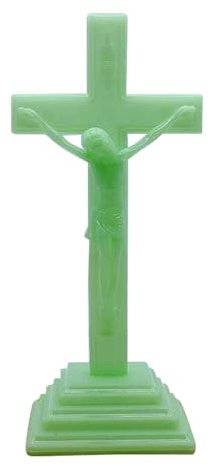 Generisch Stehendes Kreuz für Tisch,Im Dunkeln leuchtender dekorativer Kreuzständer - Tischkreuz für katholische Dekoration, Kreuzstatue und Wohndekoration, Kreuzdekorationen für Zuhause,