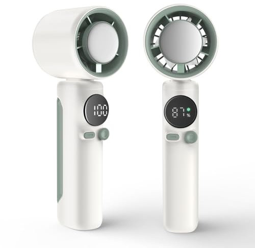 Portátil de Mano Recargable, Mini Ventilador Turbo, Ventilador de Mano Con Batería de 4000mah, Refrigeración, Velocidad Ajustable (1-100), Adecuado para Viajes y Exteriores (Beige)