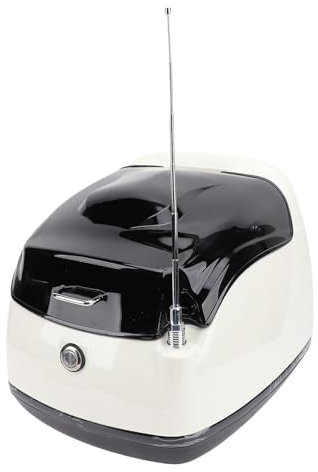 Fockety Motorrad Topcase, 38 L Retro Motorrad Trägerkoffer mit Weicher Rückenlehne, Schlossschlüssel, Elektrofahrräder, Roller, Topcase, Motorrad Kofferraumbox, Gepäck Heckbox für (Weiß + schwarz)