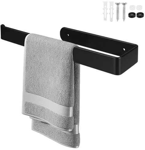 Shwdsy Handtuchhalter zum Bohren, 29,5 cm Aluminium Handtuch Halter | Aus Aluminium, Schwarzes Design, mit Schraubbefestigung, Geeignet für Badezimmer, Küche als Wand Handtuchhalter