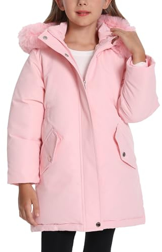 FEOYA Ragazza Giubbotto Resistente All'Acqua Pesante Bambina Piumino Invernale Pile Bambini Giacca Da Sci Impermeabile Giaccone Parka Da Neve Lungo Teddy 3-11 Anni