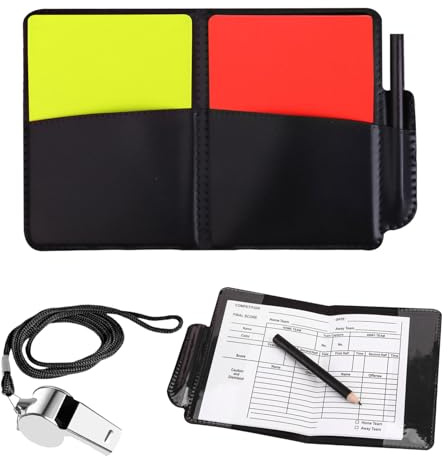 Miiqxx Soccer Referee Kit,Football Referee Kit including Ref Whistle with Lanyard,Yellow Red Cards,Record Paper,Pencil,Card Holder,Warning Football Referee Set for Sports,Football,Soccer,Basketball