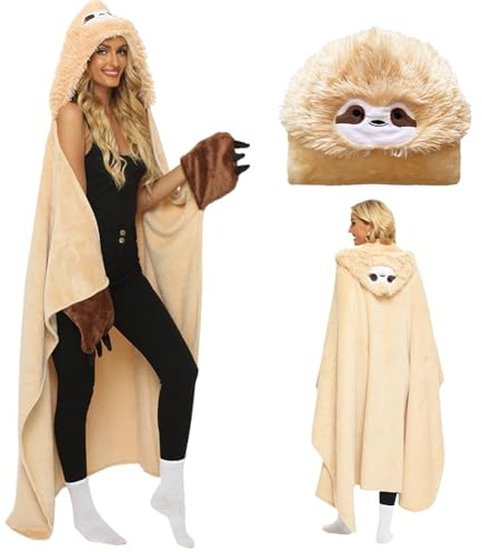 Piashow Faultier Geschenk, Geschenk für Frauen, Tragbare Decke Kuscheldecke Flauschig 150 * 130cm (Faultier)