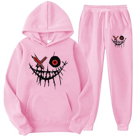 Generisch Herren Jogginganzug 2-teiliges Set Tracksuit mit Lustig Druck Kapuzenpullover und Sporthose Set Y2K Hip Hop Streetwear Herren Trainingsanzug Zweiteiler Hoodie + Jogginghose Tracksuits